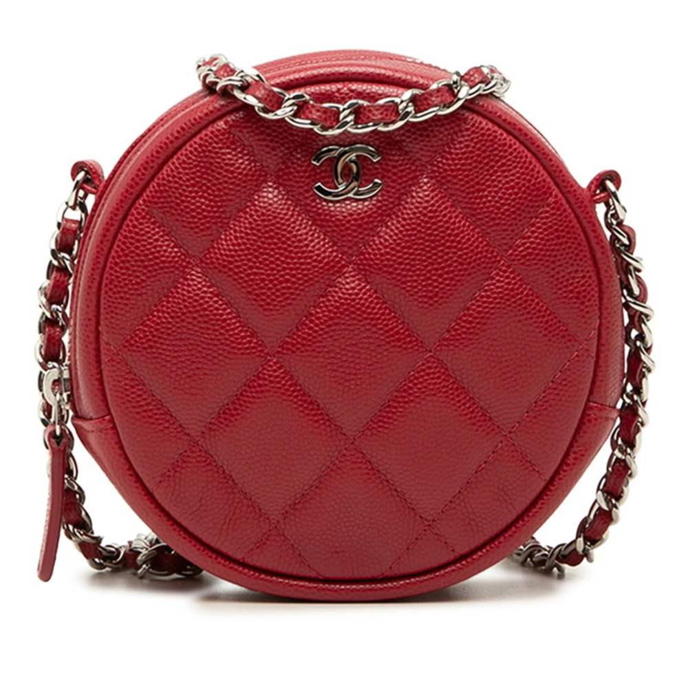 Chanel Matelassé Coco Mark Crossbody Chain Shoulder Bag, Red Caviar Leather, ...